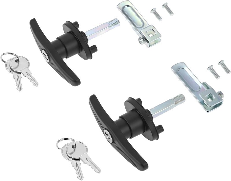 QWORK Truck Cap Locking T-Handle Set, Truck Bed Topper Door Locking Kit Accessories, Includes Left & Right, Keyed Alike (2 Locks) - Image 2